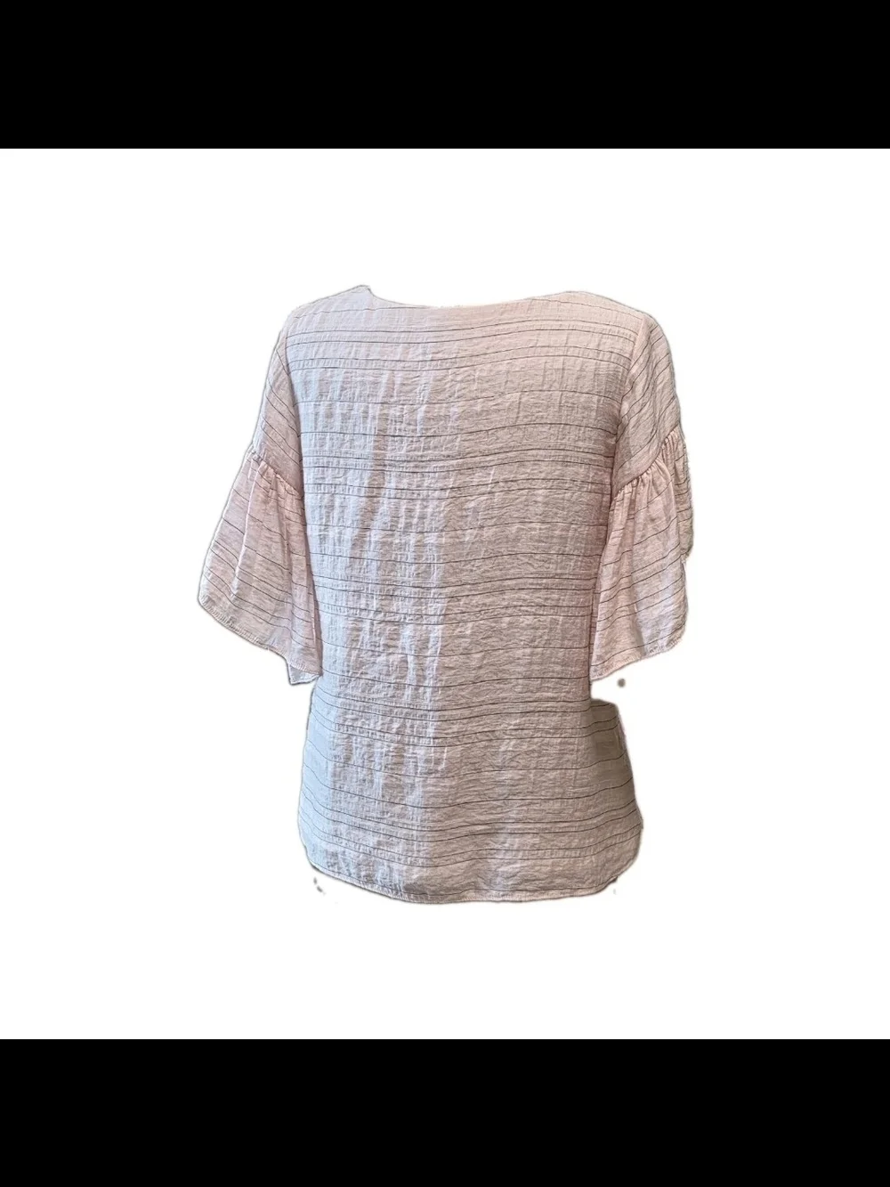 Light Pink Striped Flutter Sleeve Women’s Top
